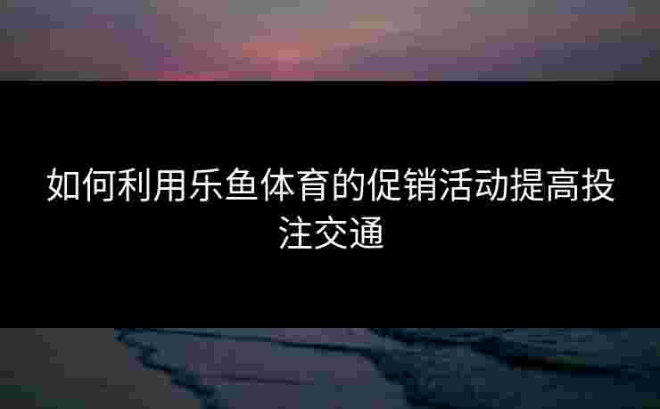 如何利用乐鱼体育的促销活动提高投注交通