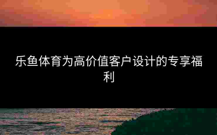 乐鱼体育为高价值客户设计的专享福利